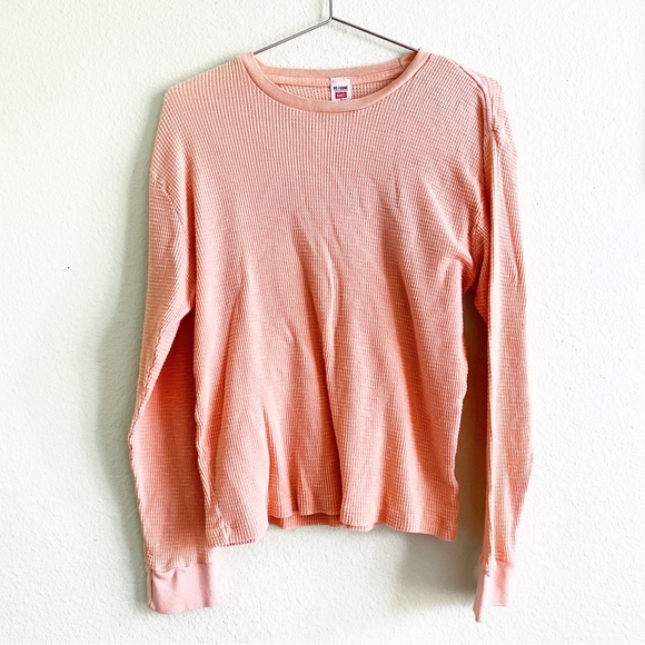 RE/DONE thermal long sleeve casual tee shirt top cotton peach Small - Picture 1 of 6